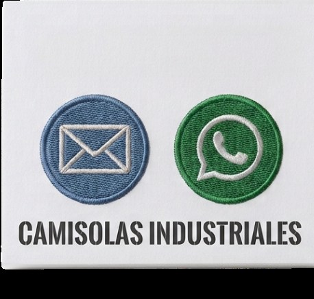 Tarjeta de contacto bordada de Camisolas Industriales con correo y WhatsApp